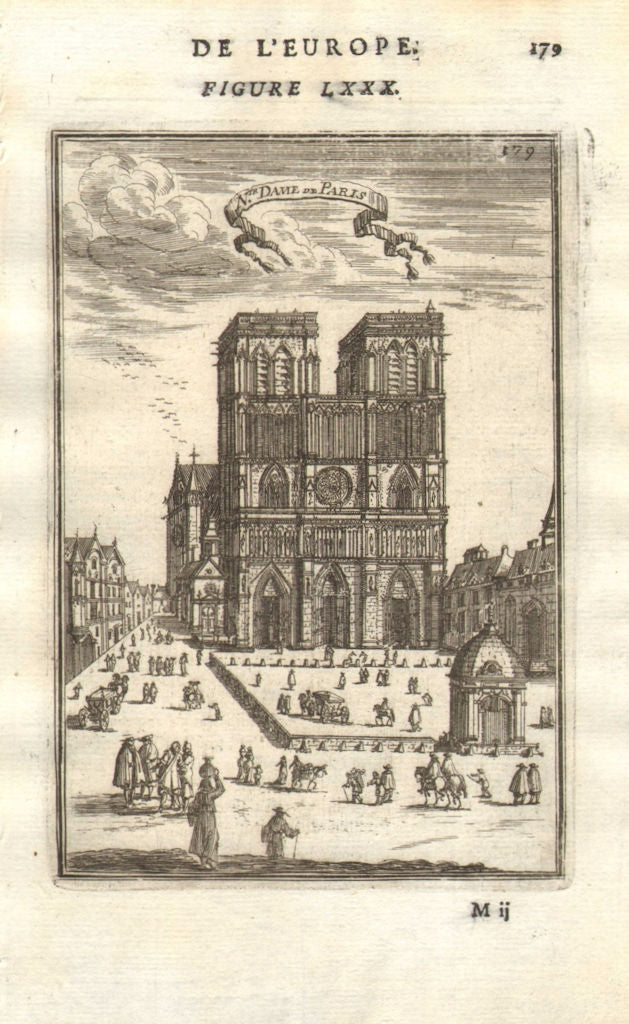 NOTRE DAME DE PARIS. Side view. Boats on the Seine. Place de Grève. MALLET 1683